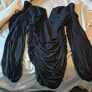 Elegant Black Ruched Dress